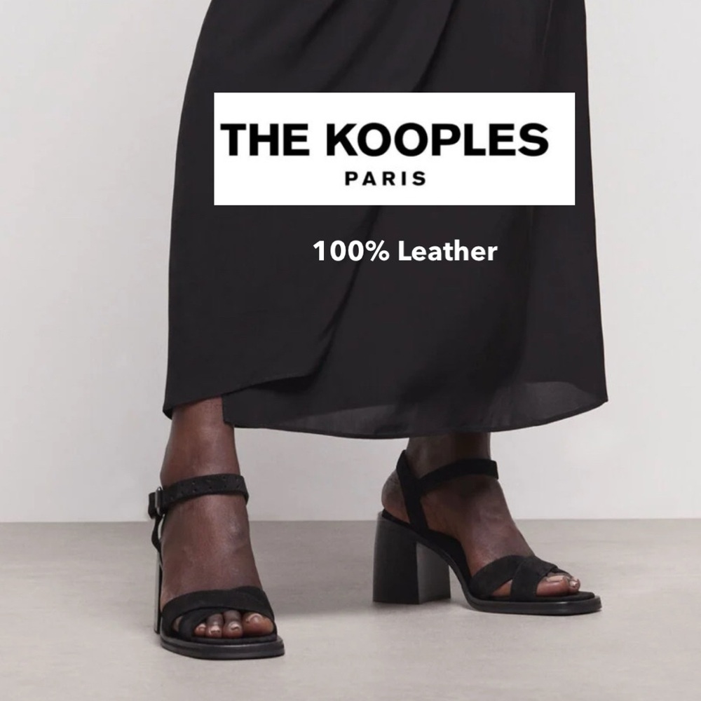 The Kooples Black Suede leather square heel sandals size EU 38